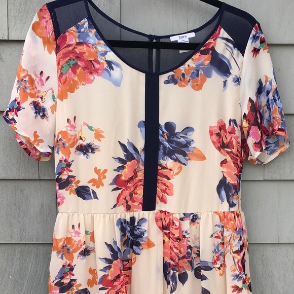 Nordstrom Bar III Floral Short Sleeve Scoop Neck Midi Dress XL - Picture 5 of 10